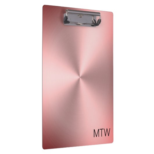 Eenvoudige Roze Geborsteld Metalen Look met Monogr Klembord (Rechts)