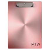Eenvoudige Roze Geborsteld Metalen Look met Monogr Klembord (Voorkant)