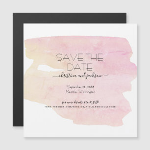 Eenvoudige Roze & Gele Aquarel Swash Bewaar Datum Magnetische Uitnodiging