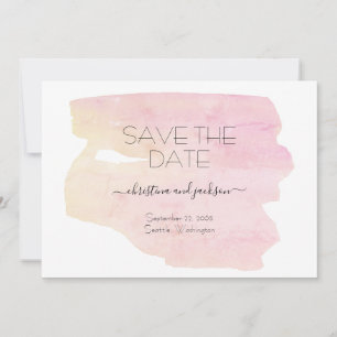 Eenvoudige Roze & Gele Aquarel Swash Bewaar Datum Save The Date