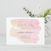 Eenvoudige Roze & Gele Aquarel Swash Bewaar Datum Save The Date (Staand voorkant)
