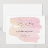 Eenvoudige Roze & Gele Aquarel Swash Bewaar Datum Save The Date (Voorkant / Achterkant)