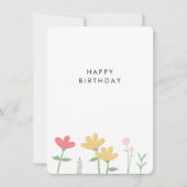 Eenvoudige roze gele Wildflower Birthday Kaart (Voorkant)