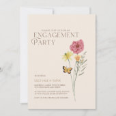 Eenvoudige roze gele Wildflower Engagement Party Kaart (Voorkant)