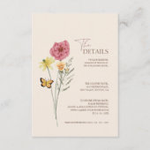 Eenvoudige Roze Gele Wildflower Wedding Details Informatiekaartje (Voorkant)