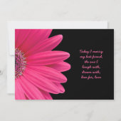 Eenvoudige roze Gerbera Daisy Wedding Uitnodiging (Achterkant)