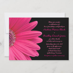 Eenvoudige roze Gerbera Daisy Wedding Uitnodiging