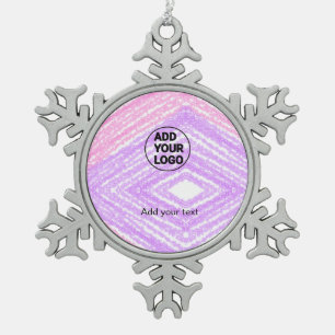 Eenvoudige roze glinstertextuur glans logo tekst t tin sneeuwvlok ornament