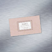 Eenvoudige Roze Glitter Nail Salon Manicurist Past Magnetisch Visitekaartje (Voorbeeld)