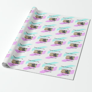 Eenvoudige roze glitterblauwe moederdag voegt naam cadeaupapier