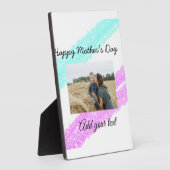 Eenvoudige roze glitterblauwe moederdag voegt naam fotoplaat (Zijkant)