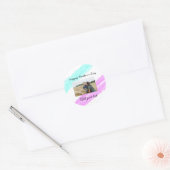 Eenvoudige roze glitterblauwe moederdag voegt naam ronde sticker (Envelop)