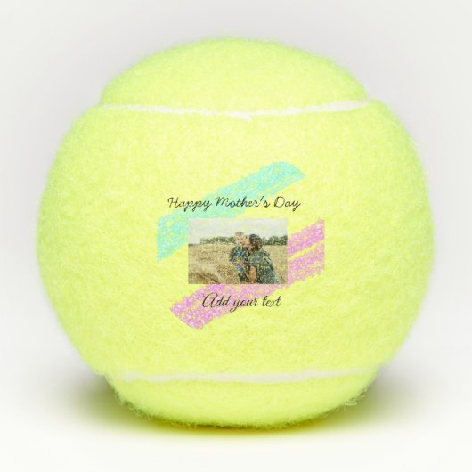 Eenvoudige roze glitterblauwe moederdag voegt naam tennisballen (Voorkant)