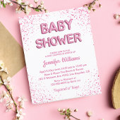 eenvoudige roze glitters meisje baby shower uitnod