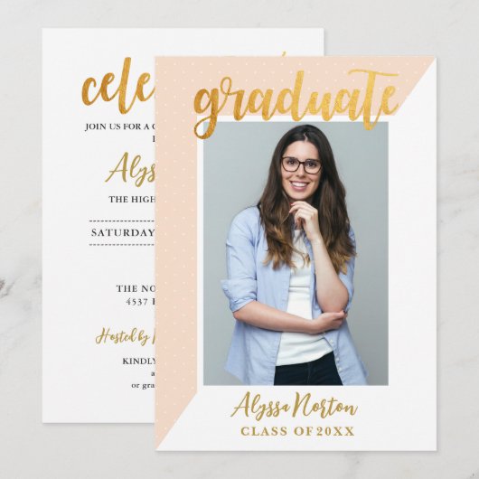 Eenvoudige roze Gold Confetti fotograaf Partij Kaart (Voorkant / Achterkant)