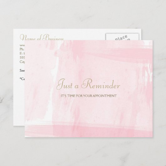 Eenvoudige roze Gold Waterverf Benoeming Herinneri Briefkaart (Voorkant / Achterkant)