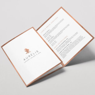 Eenvoudige Roze Gouden Bloem Luxe Salon Brochure Drieluik Kaart