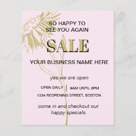 Eenvoudige Roze Gouden Bloemige Zakelijke Uitverko Flyer