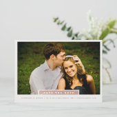 Eenvoudige Roze Gouden Blok Foto Save The Date (Staand voorkant)