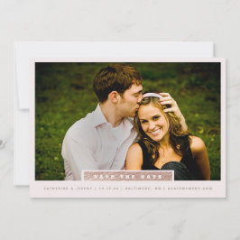 Eenvoudige roze gouden blok foto save the date