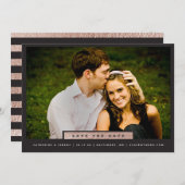 Eenvoudige Roze Gouden Blok Foto Save The Date (Voorkant / Achterkant)