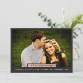 Eenvoudige roze gouden blokfoto save the date (Staand voorkant)