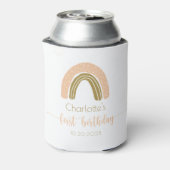 Eenvoudige roze gouden boho regenboogdag eerste ve blikjeskoeler (Blikje Achterkant)