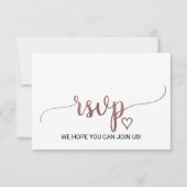 Eenvoudige Roze Gouden Calligraphy Website RSVP Ka (Voorkant)