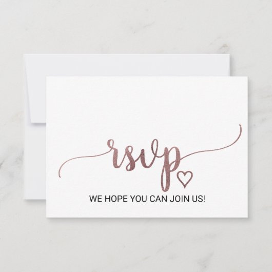 Eenvoudige Roze Gouden Calligraphy Website RSVP Ka (Voorkant)