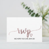 Eenvoudige Roze Gouden Calligraphy Website RSVP Ka (Staand voorkant)
