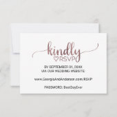 Eenvoudige Roze Gouden Calligraphy Website RSVP Ka (Achterkant)