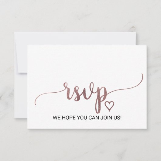 Eenvoudige Roze Gouden Calligraphy Website RSVP Ka Kaartje (Voorkant)