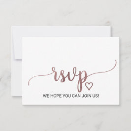 Eenvoudige Roze Gouden Calligraphy Website RSVP Ka Kaartje