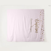 Eenvoudige Roze Gouden Confetti Doop Achtergrond Wandkleed (Voorkant (horizontaal))