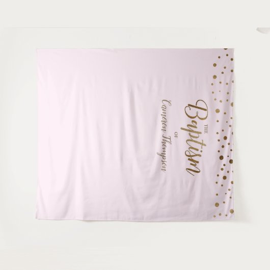 Eenvoudige Roze Gouden Confetti Doop Achtergrond Wandkleed (Voorkant (horizontaal))