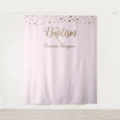 Eenvoudige Roze Gouden Confetti Doop Achtergrond Wandkleed (Voorkant)