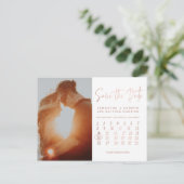 Eenvoudige roze gouden fotokalender save the date aankondigingskaart (Staand voorkant)