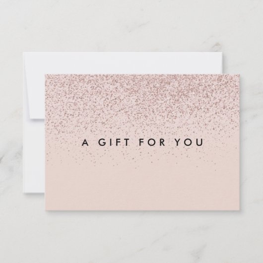 Eenvoudige Roze Gouden Glitter Cadeaubon (Voorkant)