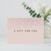 Eenvoudige Roze Gouden Glitter Cadeaubon (Staand voorkant)