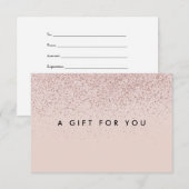 Eenvoudige Roze Gouden Glitter Cadeaubon (Voorkant / Achterkant)
