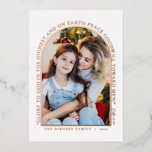Eenvoudige Roze Gouden Groene Foto Collage Kerstmi Folie Feestdagenkaart