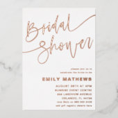 Eenvoudige roze gouden kalligrafie bruidsdouche folie uitnodiging (Voorkant)