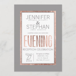 Eenvoudige roze gouden lijst leigrijs ontvangst kaart