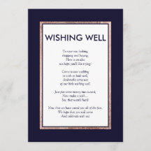 Eenvoudige roze gouden omlijning donkerblauwe wens