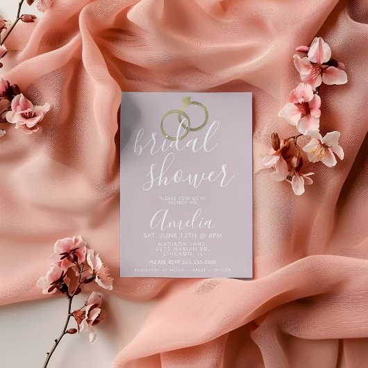 Eenvoudige roze gouden ring bruiloftfeest briefkaart