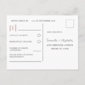 Eenvoudige Roze Gouden RSVP Bruiloft Uitnodiging Briefkaart (Achterkant)