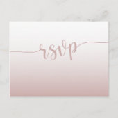 Eenvoudige Roze Gouden RSVP Bruiloft Uitnodiging Briefkaart (Voorkant)