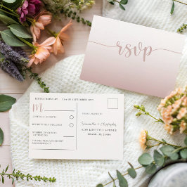 Eenvoudige Roze Gouden RSVP Huwelijk Uitnodiging Briefkaart