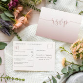 Eenvoudige Roze Gouden RSVP Trouw  Uitnodiging Briefkaart