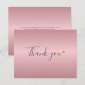 Eenvoudige Roze Gouden Script Bedankkaart voor Zak (Voorkant / Achterkant)